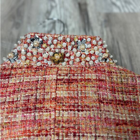 Chico’s Embellished Collar Cuff Tweed Jacket Multicolor Plaid Women’s Size Large - Picture 7 of 16